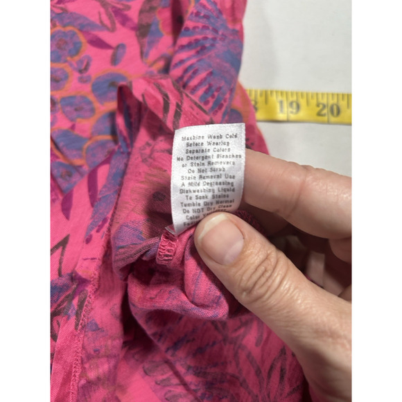 Fresh Produce Floral Tunic Blouse Womens Size 3X Pink Tropical Bright Colorful - Picture 5 of 9